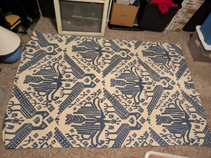 Urban Outfitters Teppich Boho 100 % Baumwolle magisch denkender Vogel blau 6,5 Fuß x 5 Fuß sauber - Bild 1 von 5