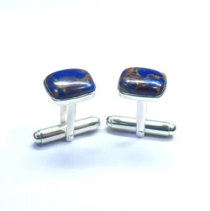 Purple Mohave Turquoise Gemstone 925 Sterling Silver Cufflinks For Men's Gift - Picture 1 of 5