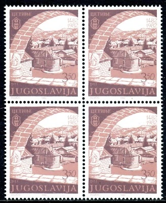 1918a - Yugoslavia 1982 - The 500 Years of  Cetinje Town – MNH Set - Block of 4 - Image 1 of 2
