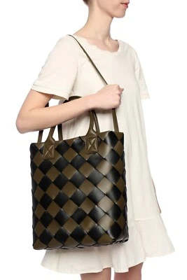 BOTTEGA VENETA Maxi Cabat 30 Leather Tote Bag in Mustard Green / Black  - Image 1 of 4