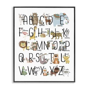 Stupell Industries Boho Animal ABCs Black Framed Wall Art, 24x30, Design by A... - Picture 1 of 9