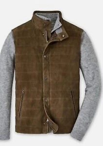 Peter Millar Men's Loden Vintage Stretch Suede Vest Jacket Size 2XL $1495 - Picture 1 of 8