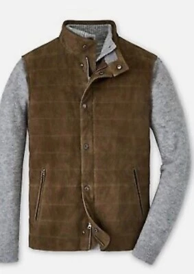 Peter Millar Men's Loden Vintage Stretch Suede Vest Jacket  Size  2XL $1495 - Image 1 of 4