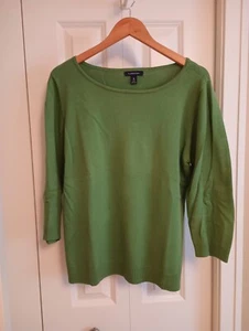 Lands End Feinstrick Pullover U-Boot Ausschnitt 3/4 Ärmel Gr. M - grün - Bild 1 von 2