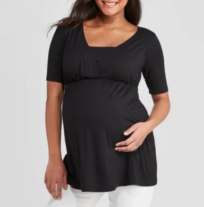 NEW Isabel Maternity by Ingrid & Isabel Black Elbow Sleeve Nursing Shirt Sz XS - Picture 1 of 4