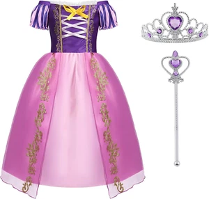 ACWOO Angels Costume Da Principessa Rapunzel per Bambina, Vestito Da Festa Di Co - Foto 1 di 12
