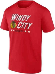 NHL Chicago Blackhawks Ice Cluster Red T-Shirt XL WINDY CITY MENS FANATICS - Picture 1 of 1