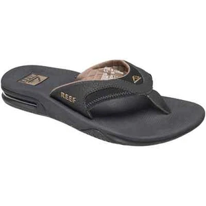 Reef Fanning Mens Flip Flops All Black - Brown NEW Air Heel Bottle Opener Surf - Picture 1 of 4