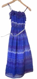Epic Threads Junior Girl Dress, Size M, Blue Print Chiffon, Lined, Belt - Picture 1 of 10