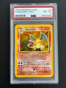 PSA 8 Unlimited Charizard Base Set Holo Rare #4 Pokemon Card 1999 Mint - Picture 1 of 2
