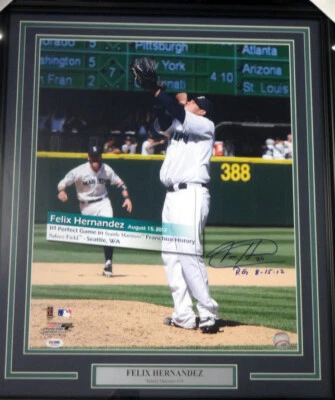 Felix Hernandez Signed Framed 16x20 Photo Mariners "P.G. 8-15-12" PG PSA/DNA - Image 1 of 4