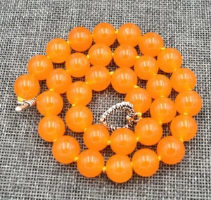 Natural 10mm South America Rare Orange Topaz Gemstone Round Beads Necklace 18" - Picture 1 of 3