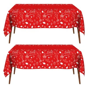 2 Pcs Valentine's Day Tablecloth Rectangular Table Cover for Valentine's Decor - Picture 1 of 7