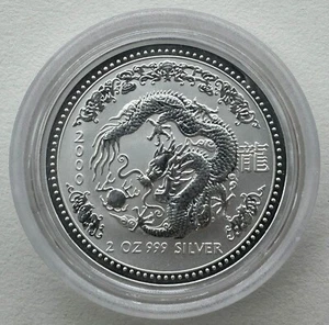 Australia 2000 Lunar Chinese Dragon Zodiac Year Silver Coin 2oz - Picture 1 of 2