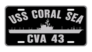 USS CORAL SEA CVA 43 License Plate Military sign USN P01 - Picture 1 of 1