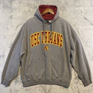 Vintage USC Trojans Hoodie Pullover Mens Sz XL Gray Red Yellow Embroidered - Picture 1 of 15