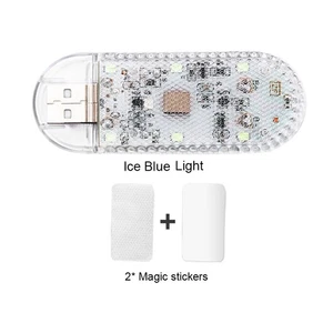 Car Lights Touch Flashing Lamp Ice Blue USB LED Mini Interior Wireless Lighting - Picture 1 of 17