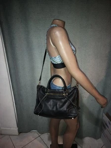 REBECCA MINKOFF REGAN BLACK PEBBLED LEATHER CONVERTIBLE CROSSBODY BAG - Picture 1 of 16