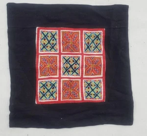 Vintage Traditional Hmong Hilltribe Fabric Embroidered Cushion Cover 40x40cms - Picture 1 of 12