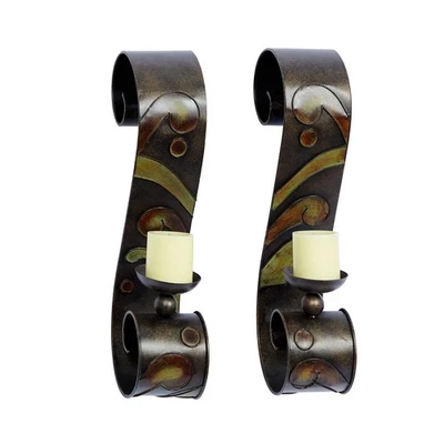 Aplique de pared macizo tradicional de metal, juego de 2 5" W, 19" H, negro Foto 1 de 4