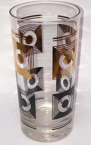 Vintage Set of Five Glasses 22K Gold and Black Tumblers Drinking Bar MCM - Picture 1 of 1