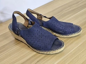 Clarks Unstructured Artisan Blue Leather Wedge Heel Sandals Size UK 7 D EU 41 - Picture 1 of 9