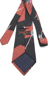 Vintage Studio 54 by RICO Krawatte Herren Abstraktes Design Rot & Schwarz 100% Seide - Bild 1 von 7