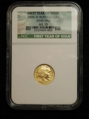 2008-W $5 Buffalo 1/10 oz .9999 Fine Gold MS70 - Image 1 of 4