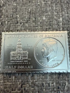 1976 Mort Reed NUMISTAMP Kennedy Half Dollar Bicentennial Plaque Serial # 179 - Picture 1 of 3