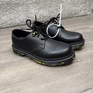 Dr. Martens 1461 Marbled Sole Women’s 6 Mens 5 Black Yellow Leather Oxford Shoes - Picture 1 of 6