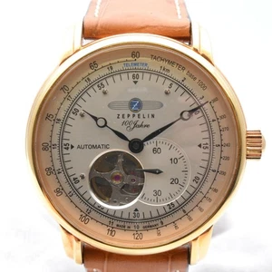 ZEPPELIN 76625 100Years Open Heart Silver Brown Automatic Used Watch - Picture 1 of 3