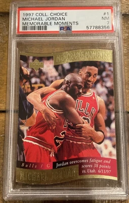 MICHAEL JORDAN CHICAGO BULLS 1997 CC UPPER DECK MEMORABLE MOMENTS #1 PSA 7 - Image 1 of 2