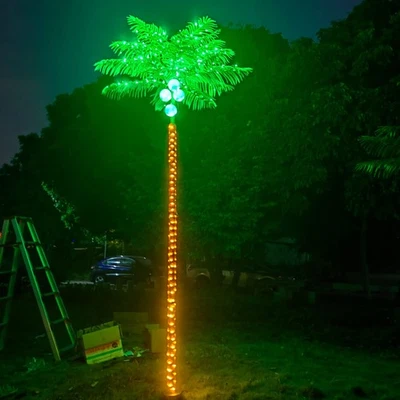 Palm Trees for Outside Patio, 9.5Ft 305 LED Lighting Artificial Palm Tree wit... - Image 1 of 4