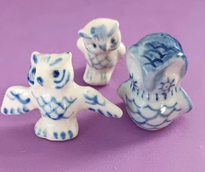 TROIS CHOUETTES porcelaine décor bleu MAIFRUICO/NICE - Photo 1/17