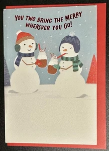 *** MERRY CHRISTMAS TO PAIR GREETING CARD ***      COUPLE/PAIR/SPARKLE/SNOWMEN - Picture 1 of 2