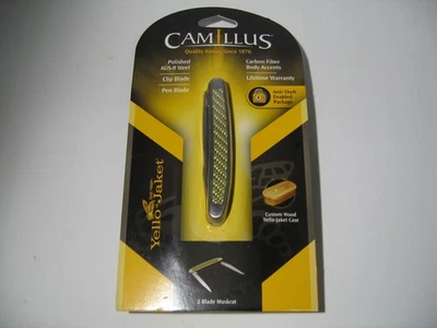 Navaja de Bolsillo Camillus Yello-Jacket 2 Hojas Muskrat Nueva en Paquete con Estuche de Madera Foto 1 de 4