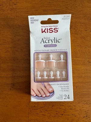 Kiss Salon Acrylic Toenails Revolutionary French Toenails, KSAT01 NEW IN BOX - Image 1 of 3