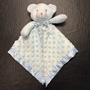 Manta de seguridad suave de felpa Blue Bear Lovey con ribete satinado y parte inferior - Imagen 1 de 6