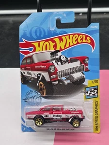 HOT WHEELS '55 CHEVY BEL AIR GASSER 1/10 SPEED GRAPHICS MINT LONG CARD - Picture 1 of 2