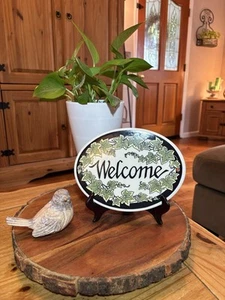NEW In Box Santa Barbara Ceramic Design “Welcome” Ivy Plaque/Sign 6.5” X 8.5” - Picture 1 of 10