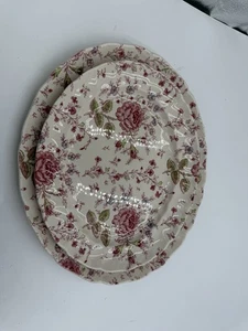 Johnson 🌺Brothers Bros China - Pink Rose Chintz - Two Oval Serving Platters🌺 - Picture 1 of 13