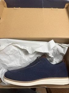 Cole Haan Men's Original Grand Knit Wing TIP II Sneaker C27960 Navy/Ivory - Picture 1 of 4