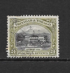 TRINIDAD & TOBAGO SCOTT 40a USED FINE - 1937 24c OL GREEN & BLACK ISSUE - Picture 1 of 2