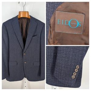 Blazer Chaqueta Eidos Napoli Azul Lana Tejido Tweed Blazer Isaia Antonio Ciongol 40" - Imagen 1 de 6