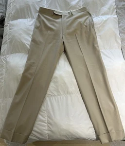 Paul Stuart Super 110s Wool Khaki Pants 34/30.5 Made in Italy - Picture 1 of 6