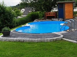 Pool Achtform 525x320x120 0,8mm blau Komplettset KOMBIHANDLAUF FUTURE POOL - Bild 1 von 7