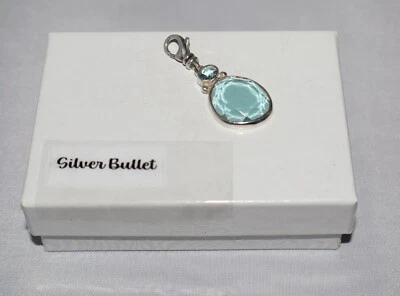 Berloque clipe Silpada prata esterlina vidro azul "Splash of Sass" - Imagem 1 de 4