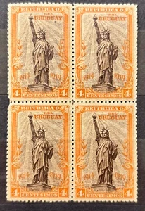 URUGUAY * STATUE OF LIBERTY - YVERT # 217 - LOT OF 4 BLOCK STAMPS MNH - Picture 1 of 2