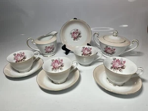 Elegant 11 Piece Noritake Pale Pink & Pink Rose Tea Set Nippon Toki Kaisha - Picture 1 of 16