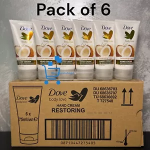 6 x 75ml  Dove Hand Cream Coconut & Almond Milk -For Dry Skin Pack of 6 - Picture 1 of 4